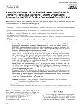 Rationale and Design of the Standard Versus Intensive Statin Therapy For