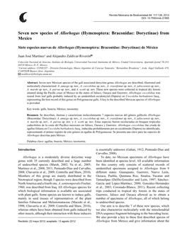 Seven New Species of Allorhogas (Hymenoptera: Braconidae: Doryctinae) from Mexico