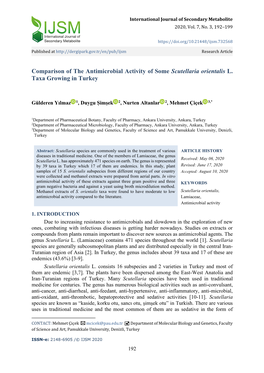 Comparison of the Antimicrobial Activity of Some Scutellaria Orientalis L