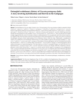 Entangled Evolutionary History of Cuscuta Pentagona Clade: a Story Involving Hybridization and Darwin in the Galapagos