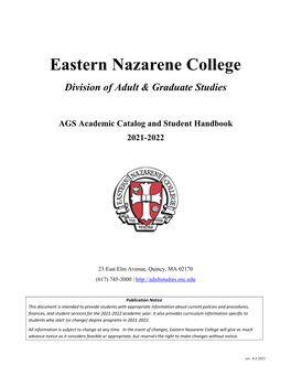Adult & Graduate Studies Catalog 2021