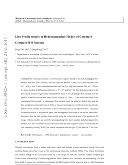 Line Profile Studies of Hydrodynamical Models of Cometary Compact H II