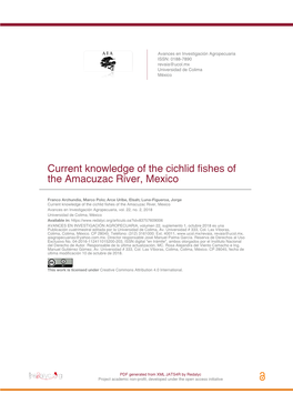 Current Knowledge of the Cichlid Fishes of the Amacuzac River, Mexico