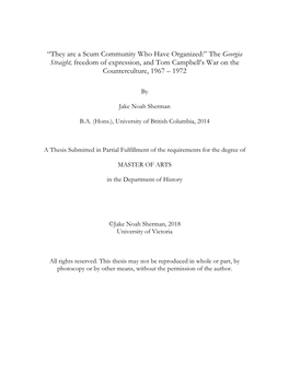 The Georgia Straight, Freedom of Expression, and Tom Campbell's War On