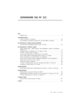 SOMMAIRE DU No 121