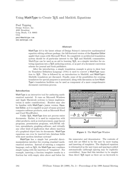 Using Mathtype to Create TEX and Mathml Equations