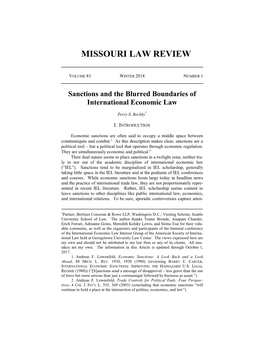 Sanctions and the Blurred Boundaries of International Economic Law