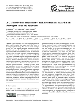 A GIS Method for Assessment of Rock Slide Tsunami Hazard in All Norwegian Lakes and Reservoirs