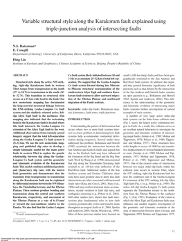 Variable Structural Style Along the Karakoram Fault Explained Using Triple-Junction Analysis of Intersecting Faults