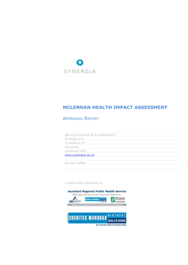 Mclennan Health Impact Assessment Appraisal Report