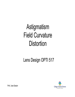 Astigmatism Field Curvature Distortion