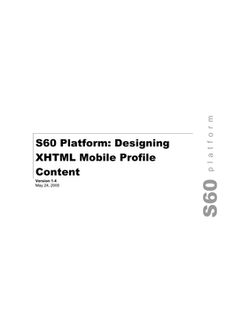 S60 Platform: Designing XHTML Mobile Profile Content V1.4