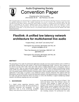 Low Latency Audio Network Paper 2012