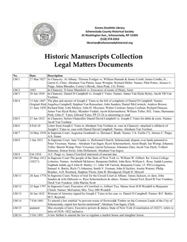 Historic Manuscripts Collection Legal Matters Documents