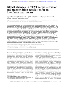 Global Changes in STAT Target Selection and Transcription Regulation Upon Interferon Treatments