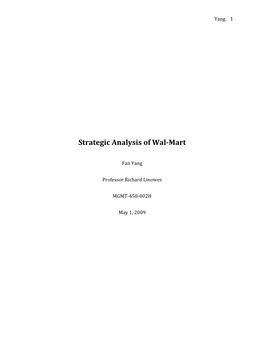 Strategic Analysis of Wal-Mart