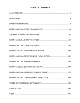 Table of Contents