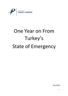 One Year on from Turkey's State of Emergency