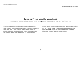 Preparing Fireworks on the French Coast: British Crisis Measures for a German Break-Through to the Channel Coast February-October 1918