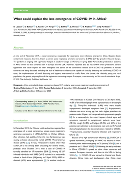 What Could Explain the Late Emergence of COVID-19 in Africa ?