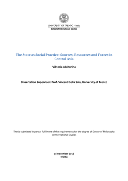 The State As Social Practice: Sources, Resources and Forces in Central Asia