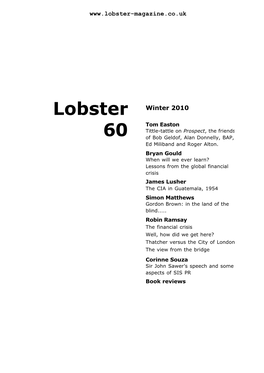 Lobster Issue 60 (Winter 2010)