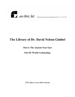 The Library of Dr. David Nelson Gimbel