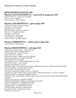 Marine Inventory Cortes Island KINGDOM PLANTAE (55)