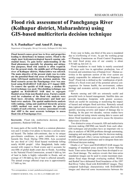 Flood Risk Assessment of Panchganga River (Kolhapur District, Maharashtra) Using GIS-Based Multicriteria Decision Technique