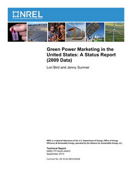 Green Power Marketing in the United States: a Status Report (2009 Data) Lori Bird and Jenny Sumner