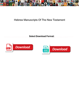 Hebrew Manuscripts of the New Testament