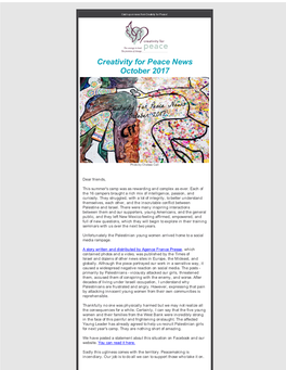 Creativity for Peace News October 2017