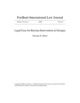 Legal Case for Russian Intervention in Georgia