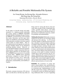 A Reliable and Portable Multimedia File System