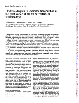 Electrocardiogram in Corrected Transposition of the Great Vessels of the Bulbo-Ventricular Inversion Type