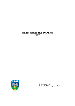 Sean Macentee Papers P67