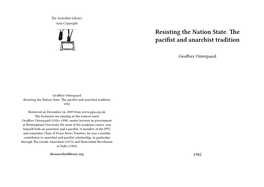 Resisting the Nation State. the Pacifist and Anarchist Tradition