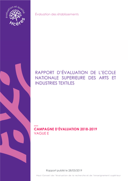 Rapport D'évaluation De L'ecole Nationale