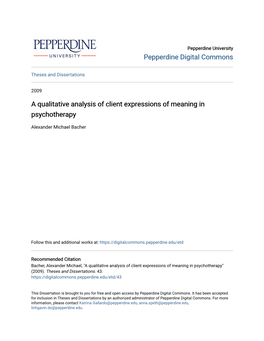 A Qualitative Analysis of Client Expressions of Meaning in Psychotherapy