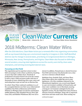 Clean Water Currents Winter 2018 • Volume 46, No