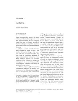 "Audition" In: Stevens' Handbook of Experimental Psychology and Cognitive Neuroscience Online