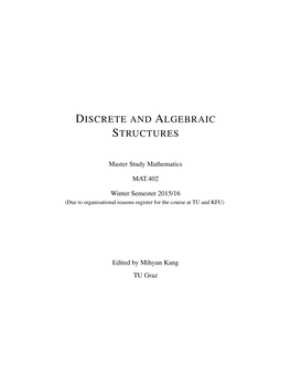Discrete and Algebraic Structures
