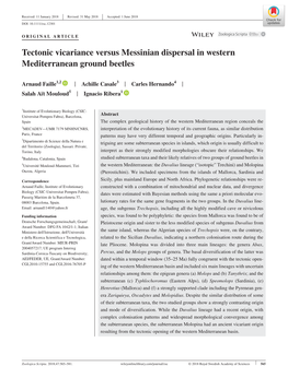 Tectonic Vicariance Versus Messinian Dispersal in Western Mediterranean Ground Beetles