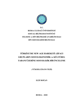 Türkiye'de New Age Hareketi: Şifaci Gruplarin Sosyo