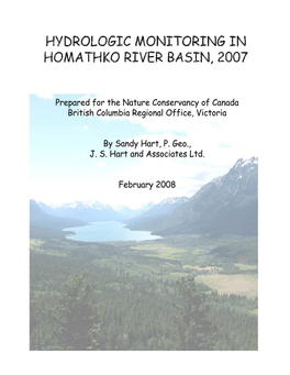 Hydrologic Monitoring in the Homathko River Valley 2007