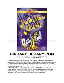 Bigbandlibrary.Com Collectors’ Checklist: Dvds