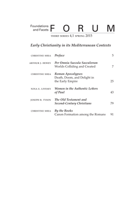 Early Christianity in Its Mediterranean Contexts