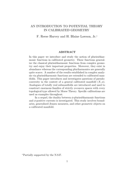 An Introduction to Potential Theory in Calibrated Geometry F