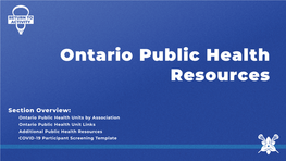 Ontario Public Health Resources