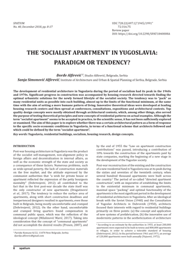 Socialist Apartment’ in Yugoslavia: Paradigm Or Tendency?